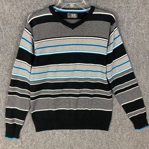 Extreme Gear Sweater Men's Medium Pullover Striped XG Cotton Blend Adults M